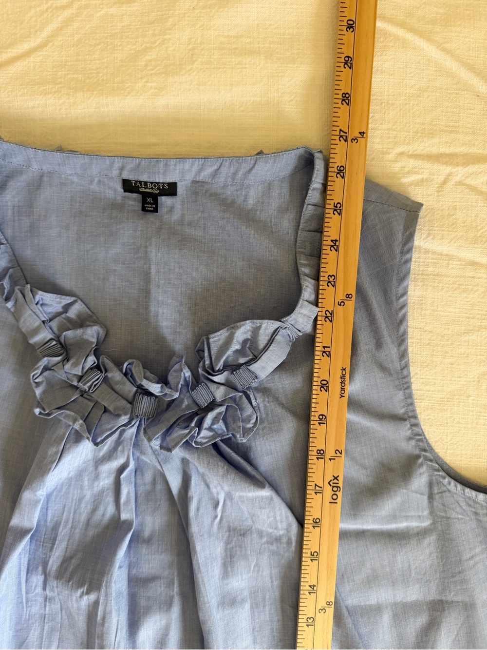 Talbots Blue  Ruffle Scoop Neck Sleeveless Blouse - Picture 9 of 9